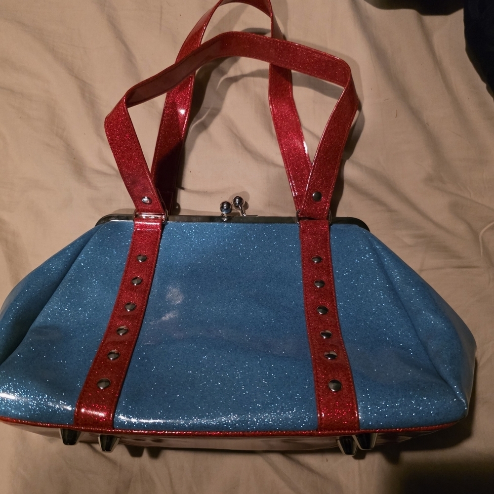 Made By HOLD FAST. Sparkling Blue and Red Shoulder Bag - Picture 3 of 16